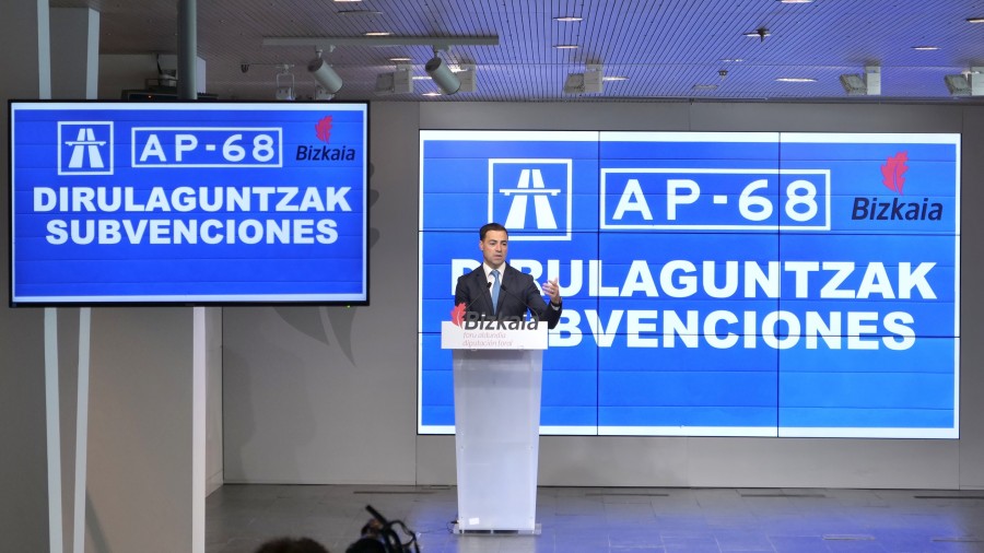 Urritik aurrera, AP-68 autobideko ibilbideak diruz lagunduko ditu Bizkaiak, hileko gastu-muga ezarrita