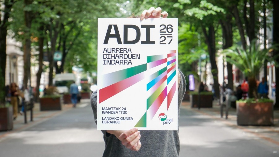 'Aurrera Diharduen Indarra', udal eta foru hauteskundetarako urte bete falta dela, EAJ-PNVk Durangon egingo duen mitin handirako goiburua