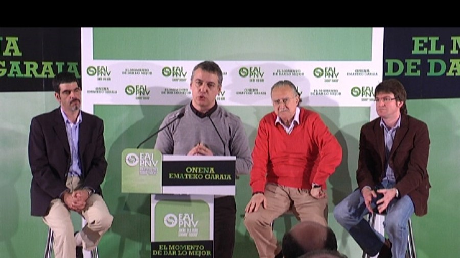 Iñigo Urkullu, en el acto de presentación de los candidatos a alcaldes de Bilbao, Donostia y Gasteiz